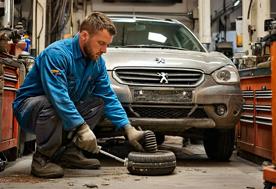 Замена переднего амортизатора Пежо Боксер