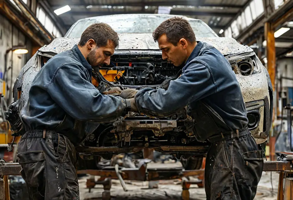 Разборка и сборка передней части автомобиля Пежо Боксер