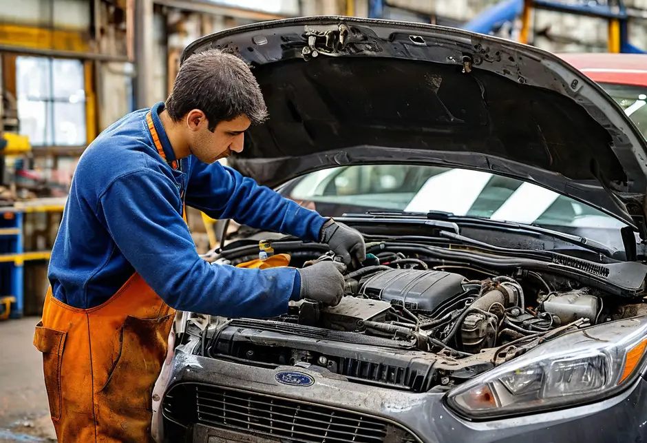 Замена дополнительного ролика ручейкового ремня Форд Транзит